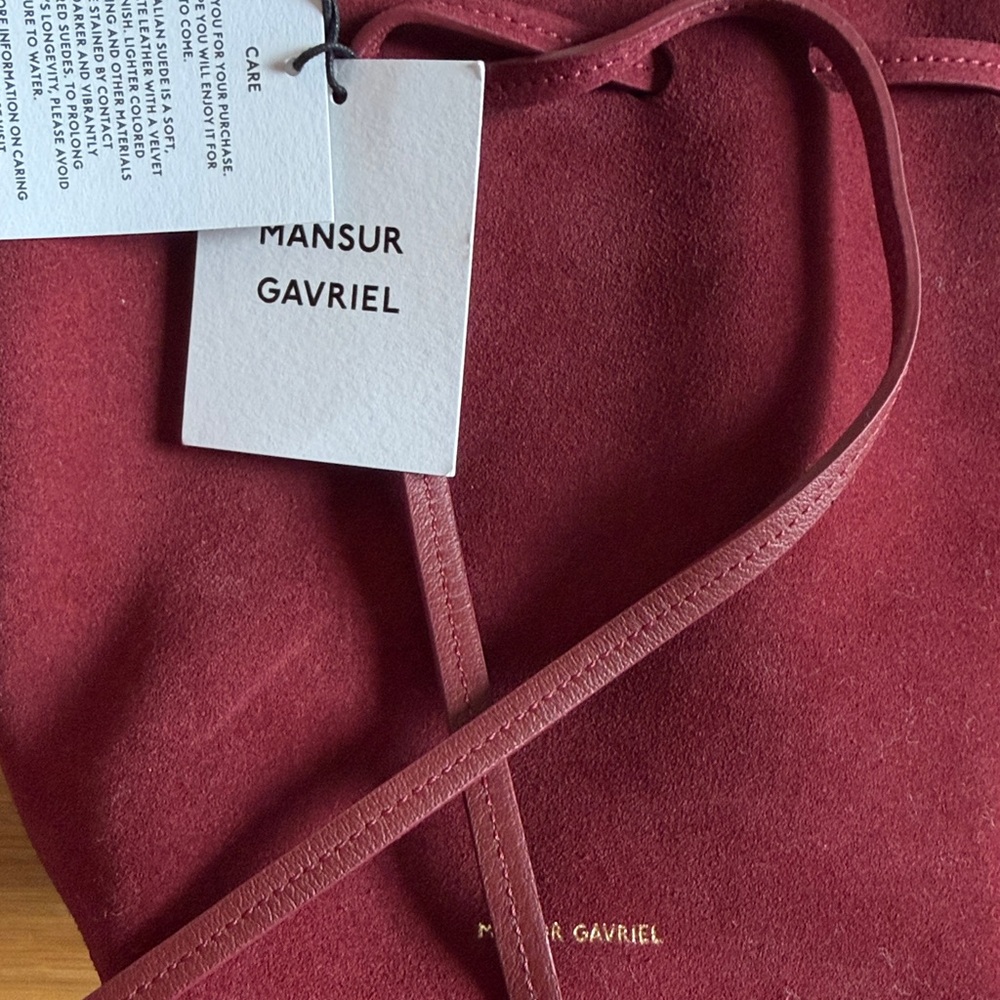 Mansur Gavriel Wine Red Suede Mini Crossbody Bag - Picture 2 of 3